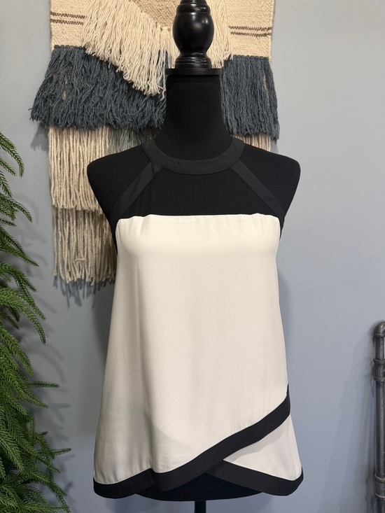 Parker Tops - Parker Silk Halter Top Black Cream Colorblock NWT Small Chic Minimalist Blouse